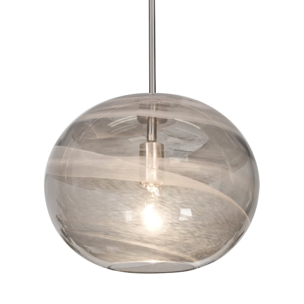 Besa Lighting Geno Stem Pendant, Vapor Smoke, Satin Nickel Finish, 1x60W Incandescent 1TT-GENOSM-SN - main